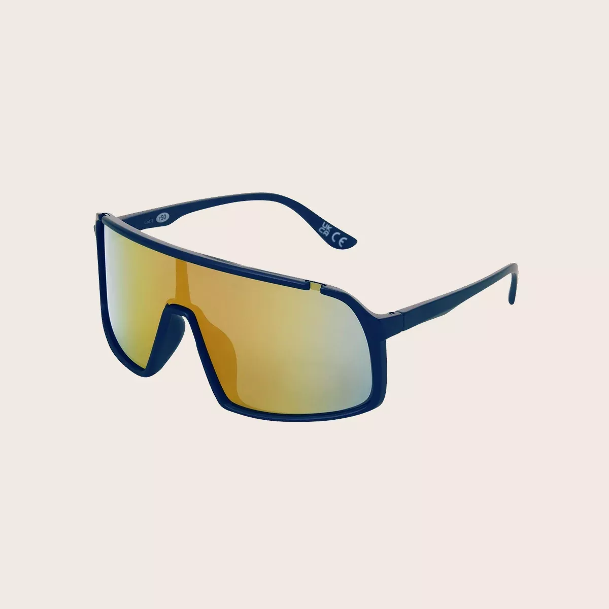 Polarized Digital Blue Shield Wrap Yellow Mirror Sunglasses
