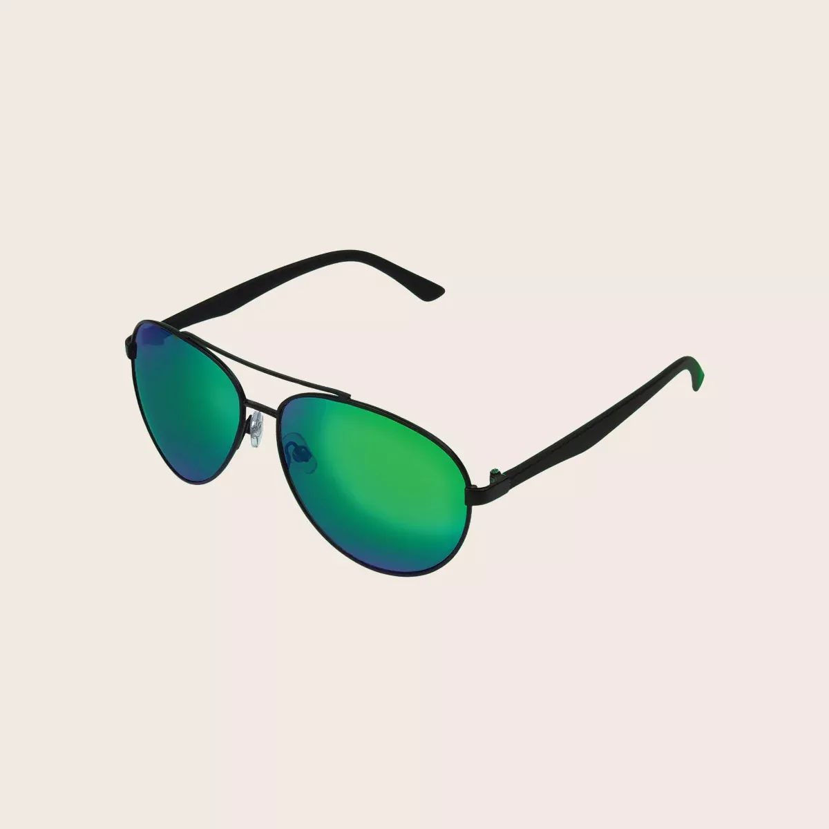 Polarized Satin Black Metal Aviator Sunglasses
