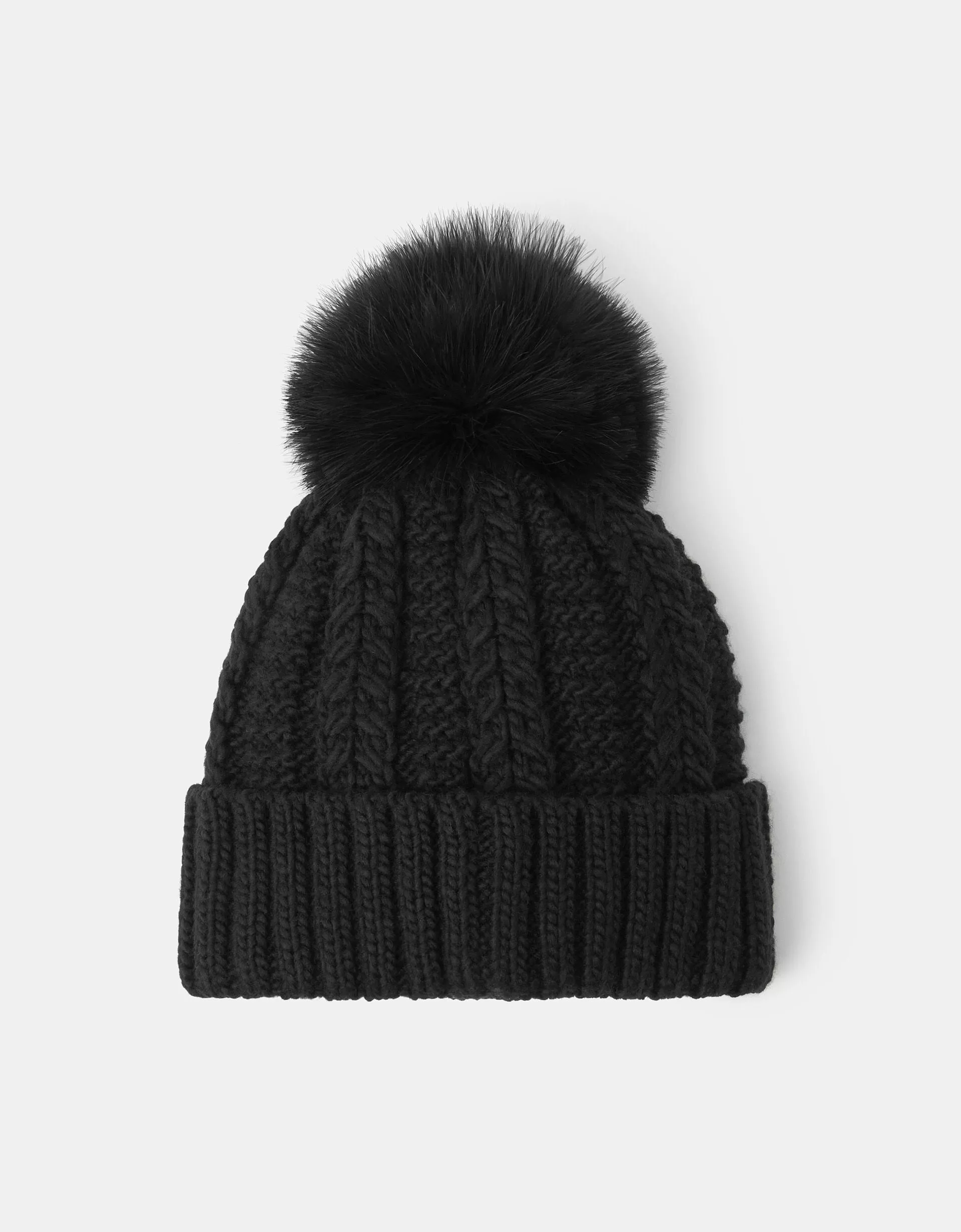 Pom-Pom Beanie Hat Black