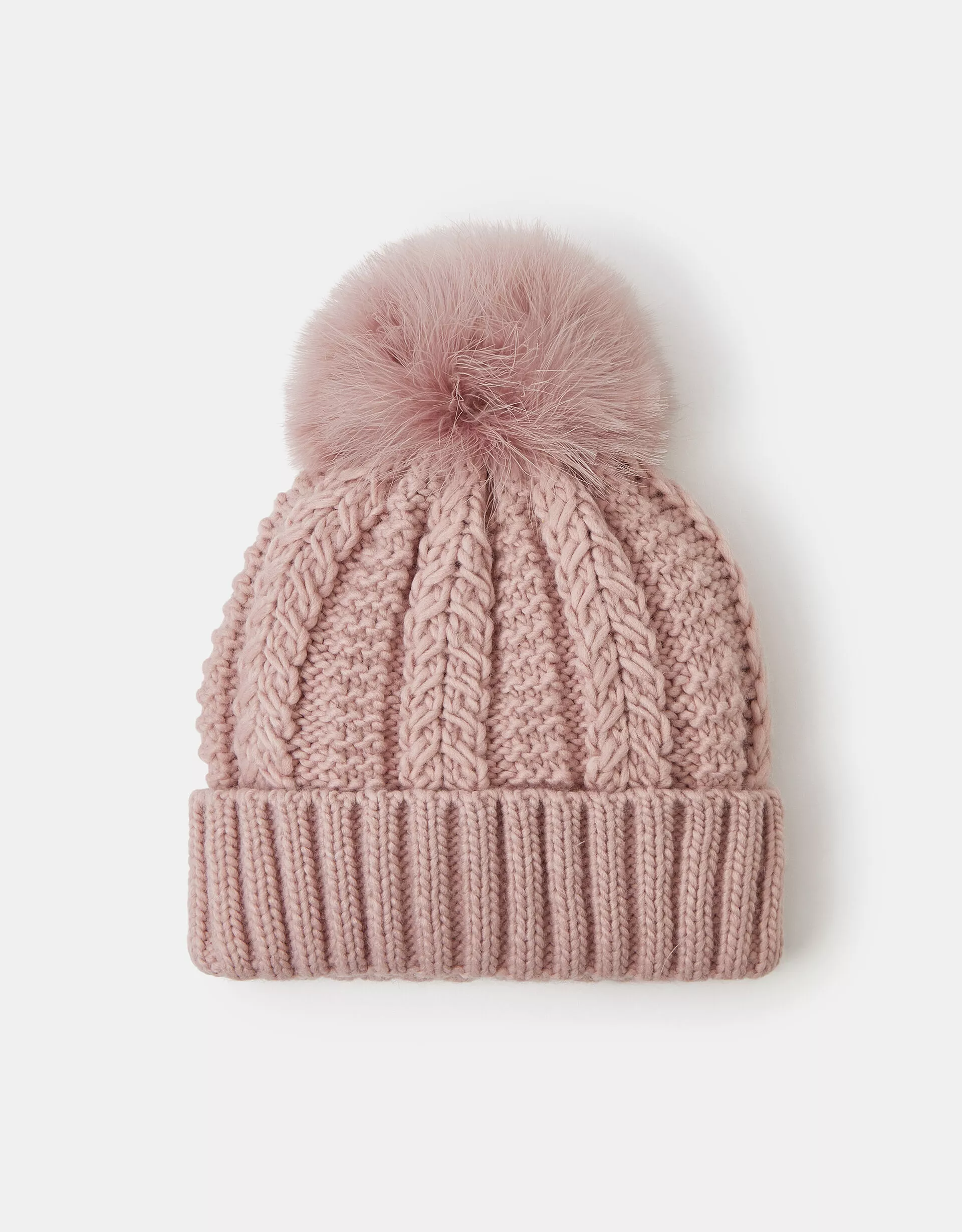 Pom-Pom Beanie Hat Pink