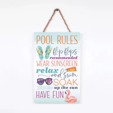 Pool Rules Wall Decor Sign