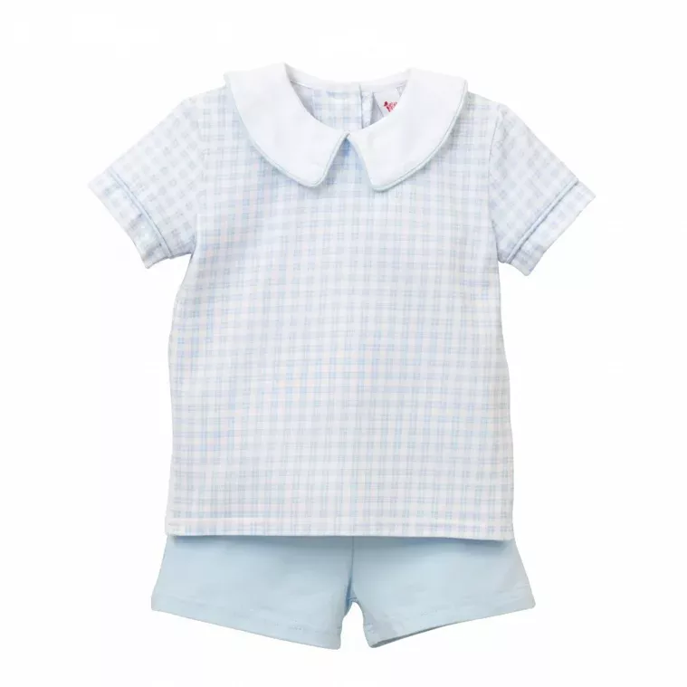 POWDER BLUE PLAID SHORT SET