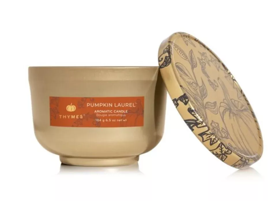 PUMPKIN LAUREL TIN CANDLE