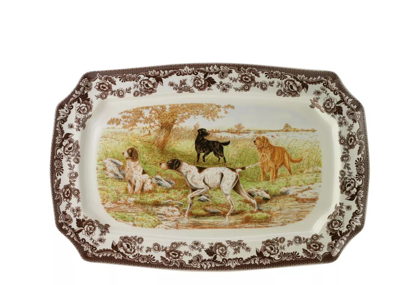 QUARLES/KIRKLAND: WOODLAND ALL DOGS RECTANGULAR PLATTER