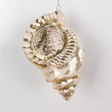 Regency Metallic Gold White Sparkle Extra Large Conch Shell Tree Ornament