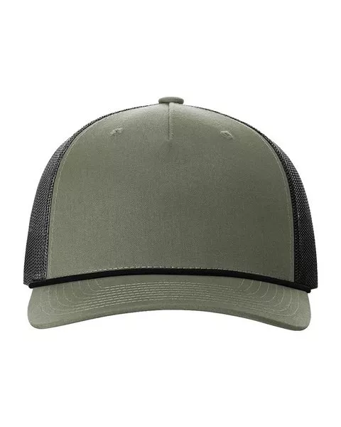 Richardson 112FPR- Black/ Charcoal- Five-Panel Trucker with Rope Cap