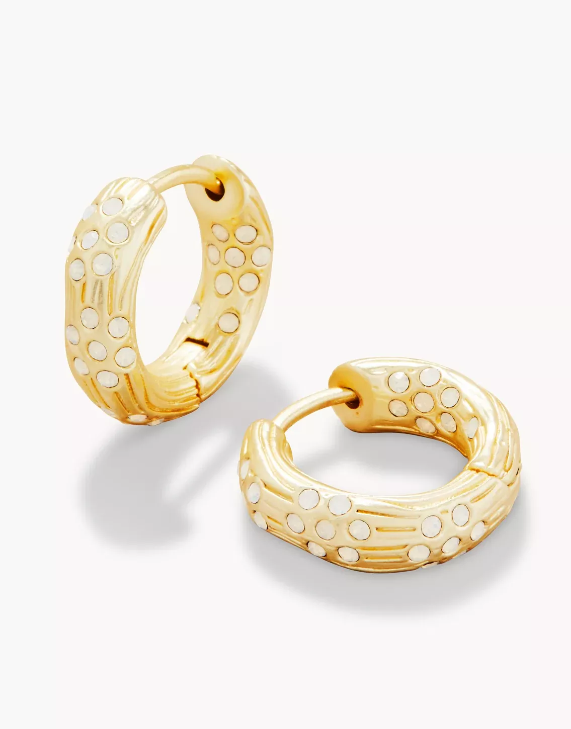 Sand Bar Midi Hoop Earrings White Opal