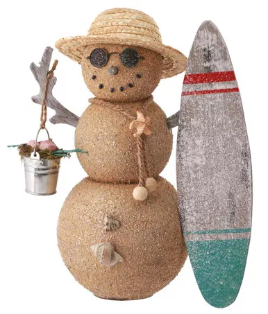 Sand Seashore Surfer Dude Snowman Figurine
