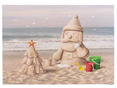 Sandy Claus Beach Light Up Canvas Christmas Picture