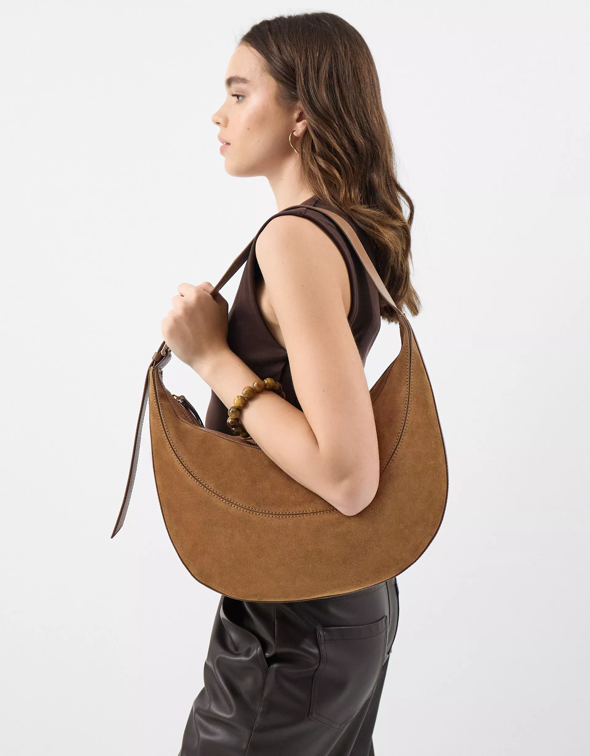 Scoop Suede Shoulder Bag