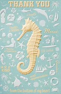 Seahorse Pattern Thank You Card