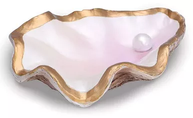 Shaped Oyster Shell With Pearl Trinket Dish