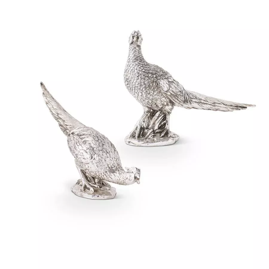 SILVER ANTIQUE RESIN PHEASANT