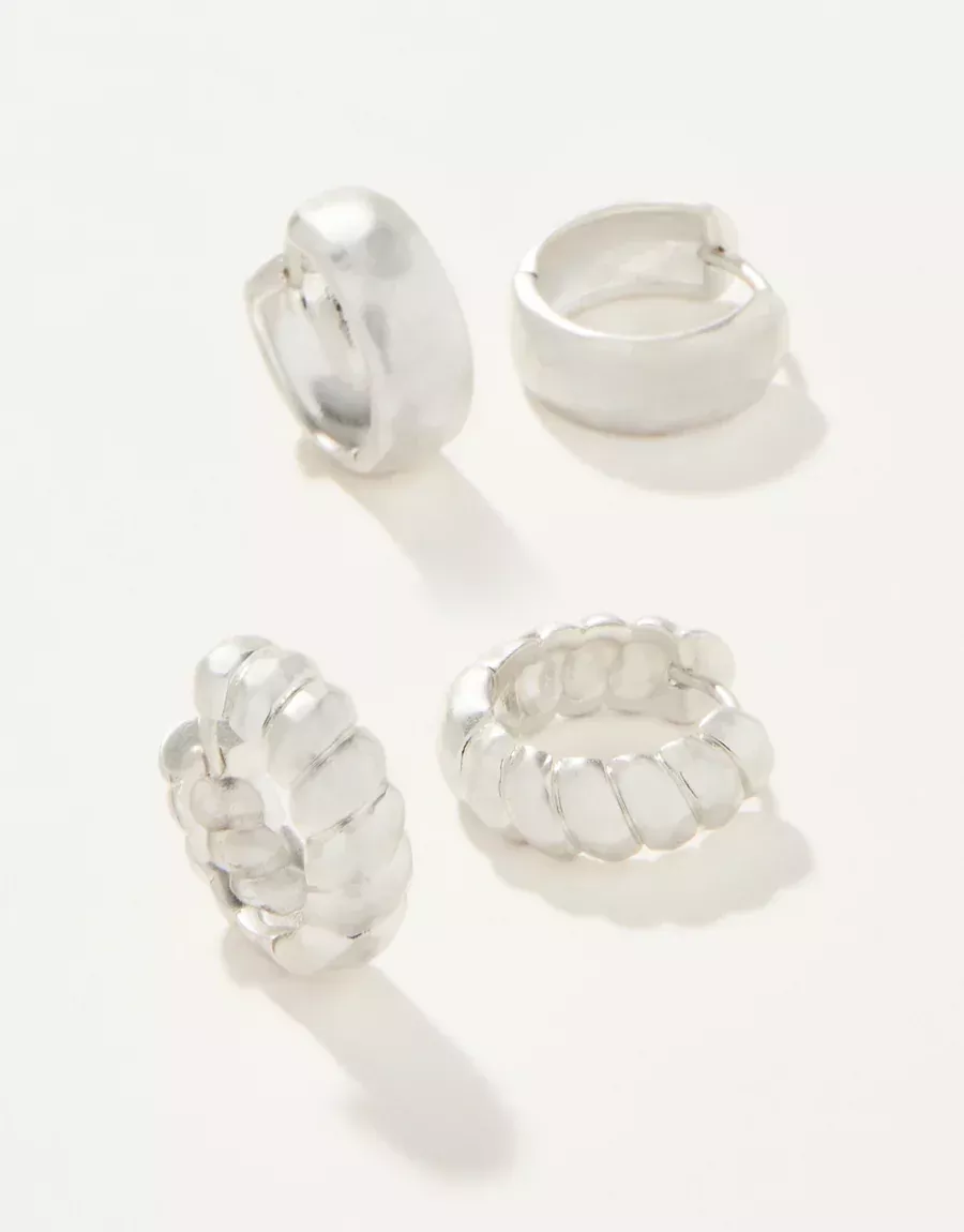 SILVER CLASSIC HOOP EARRING SET