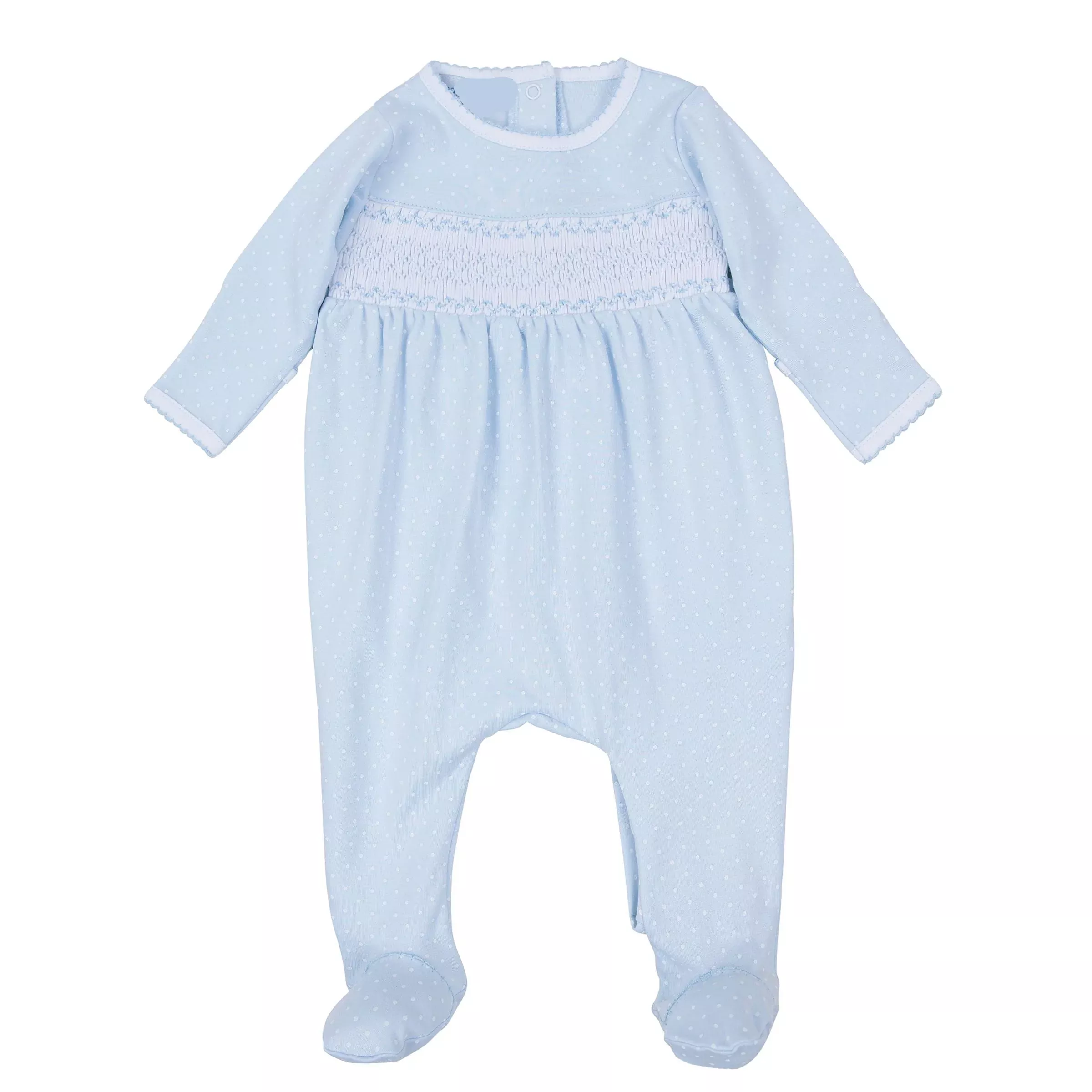 SIMPLY SWEET LIGHT BLUE SMOCKED FOOTIE
