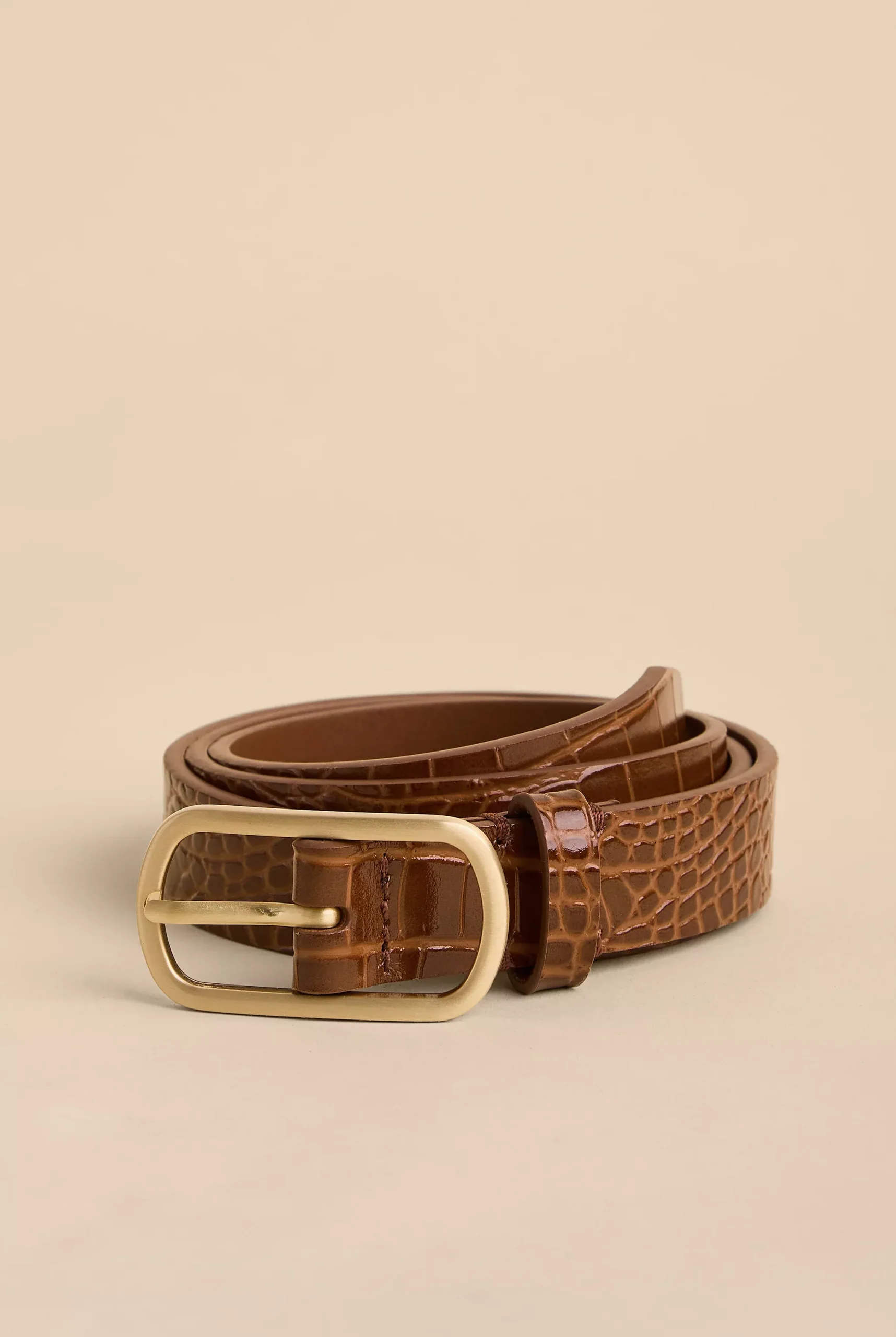 Siren Thin Belt Croc Brown