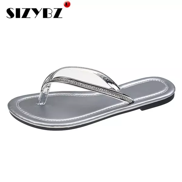 SIZYBZ Silver Flip Flops