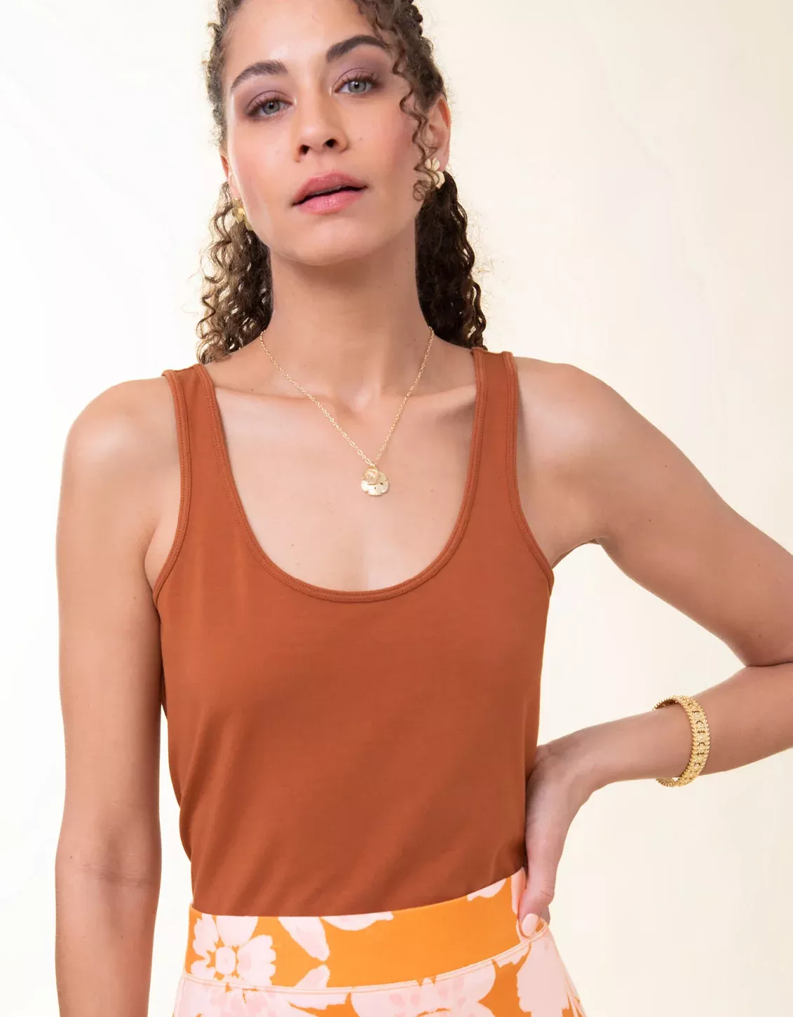 Skinny Strap Tank Mocha