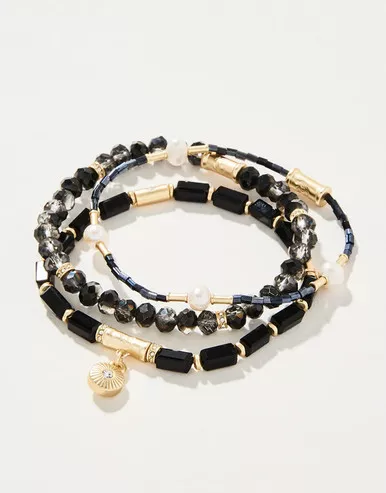 Spartina 449 Black Sparkle Stack Stretch Bracelet