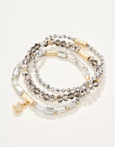 Spartina 449 Silver Sparkle Stack Stretch Bracelet Set