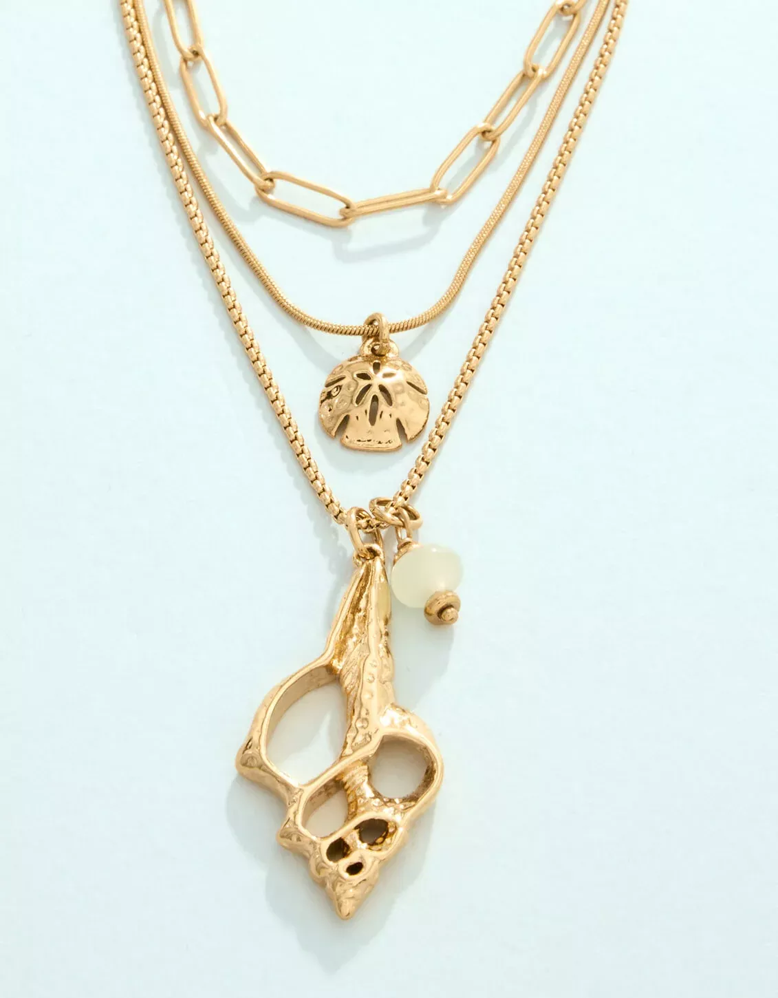 Spiral Shell Layered Necklace 18"