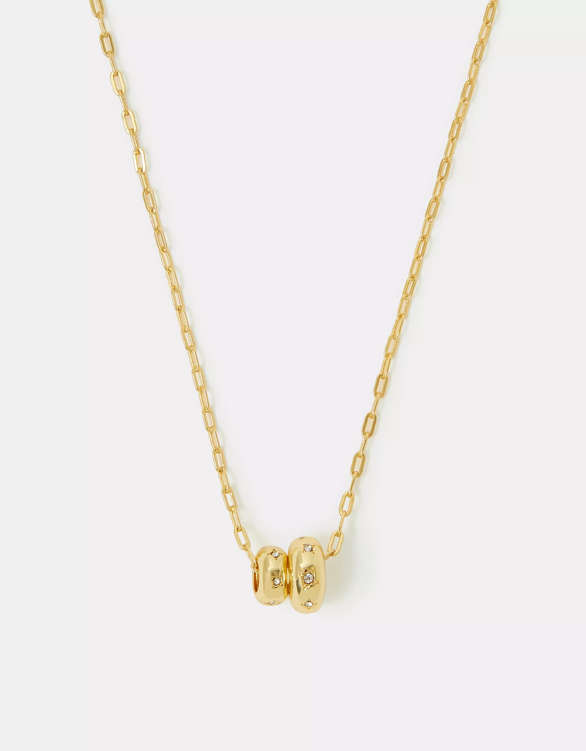 Stainless Steel Double Bead Pendant Necklace