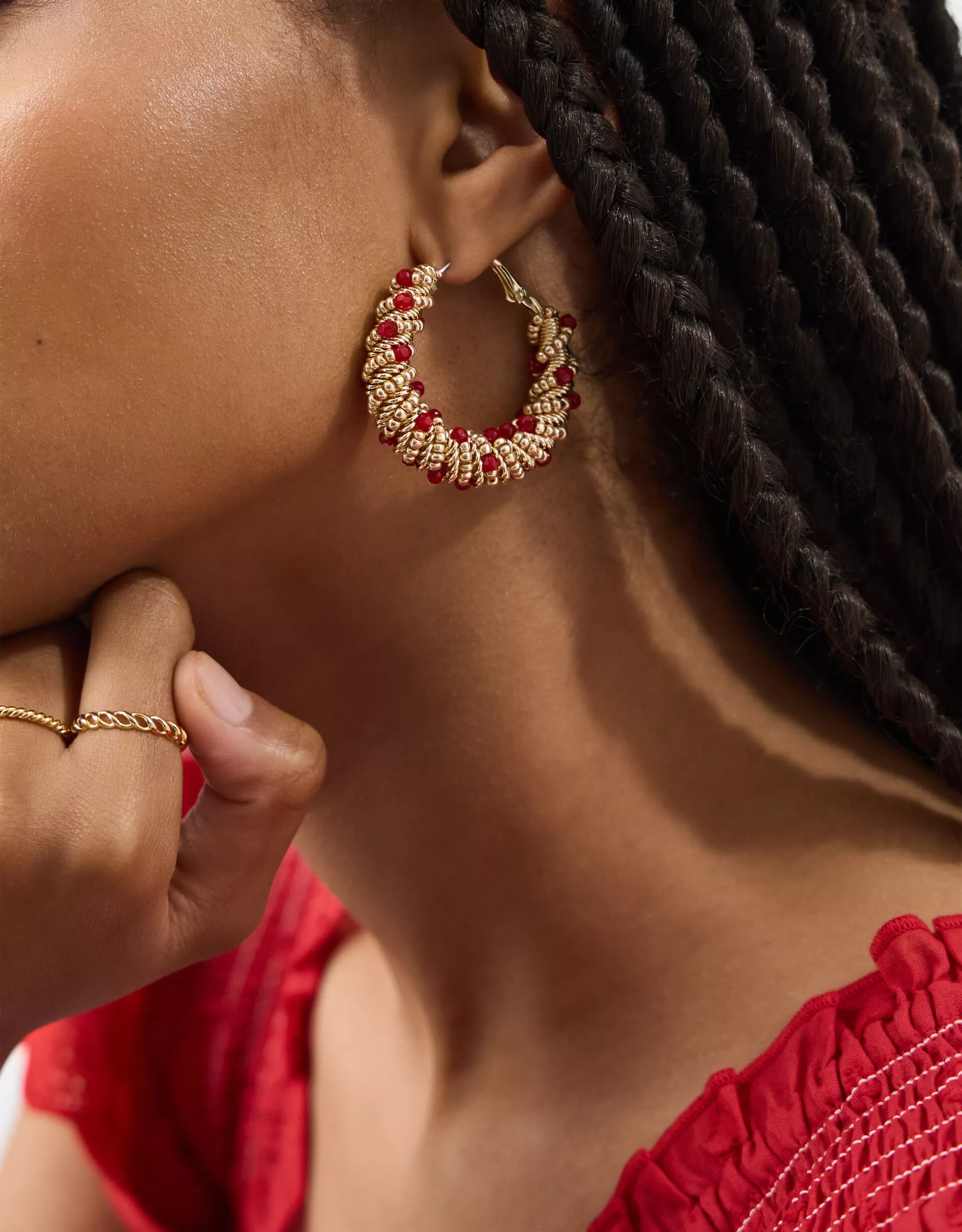 Statement Beaded Hoop Earrings