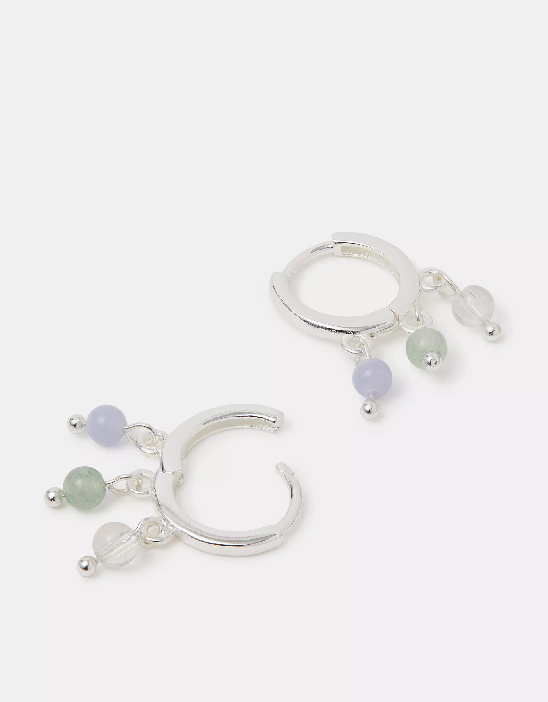 Sterling Silver Beaded Huggie Hoop Earrings