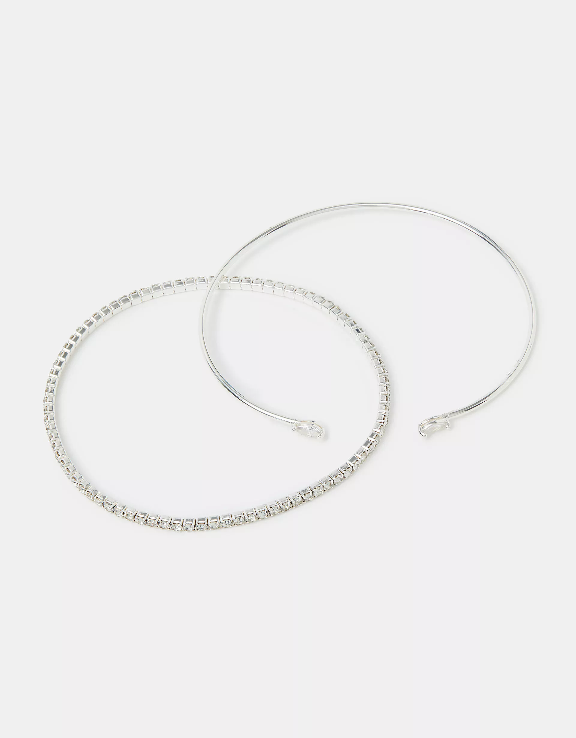 Sterling Silver-Plated Cuff & Tennis Bracelet Set