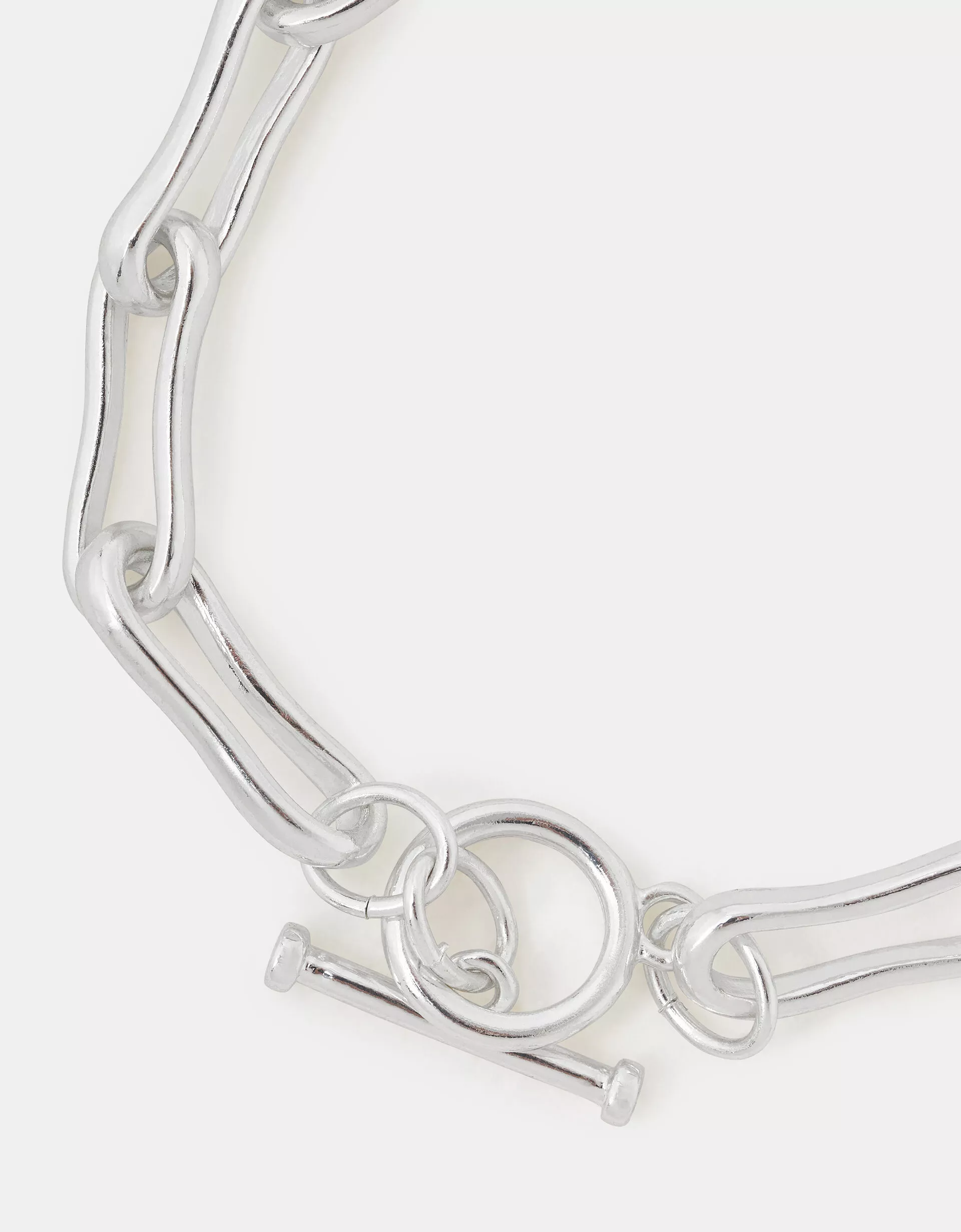 Sterling Silver-Plated Molten Link T-Bar Bracelet
