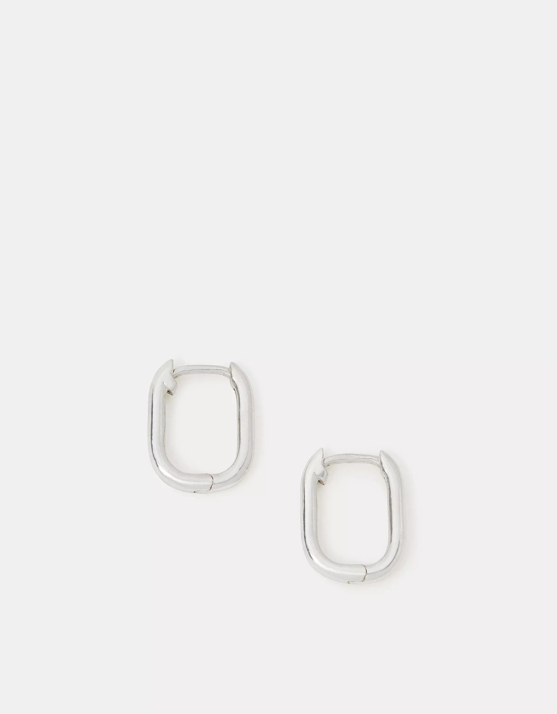 Sterling Silver Rectangular Huggie Hoop Earrings