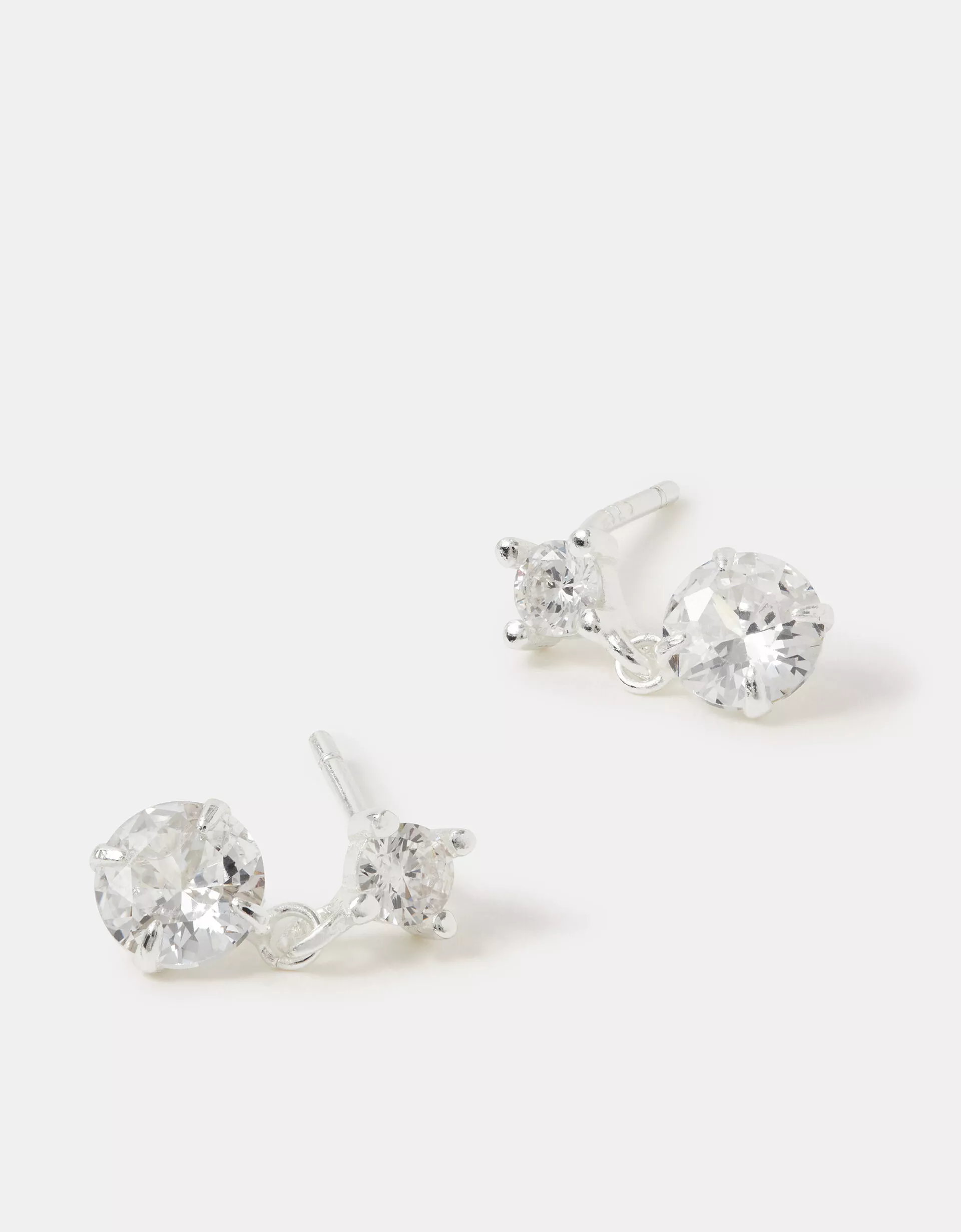 Sterling Silver Stone Drop Stud Earrings
