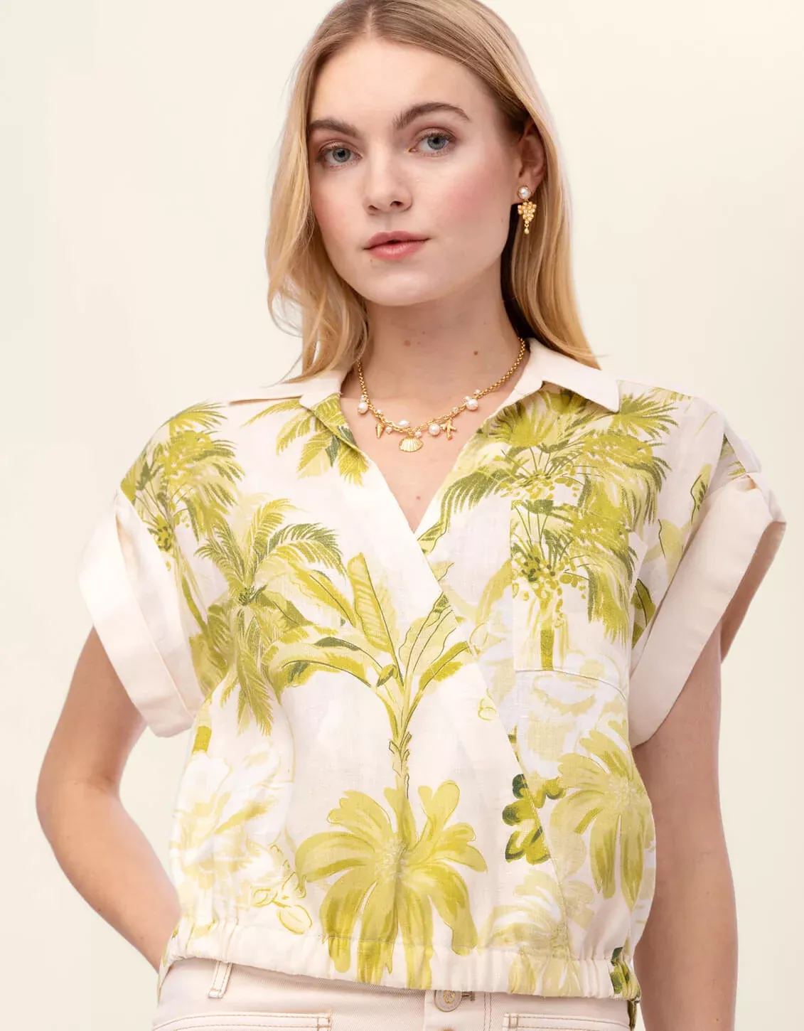 Stevie Linen Blouse Castillo Palms