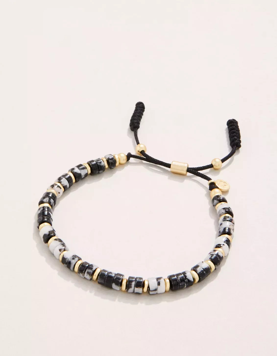 Stone Slide Bracelet 5mm Marbled Black