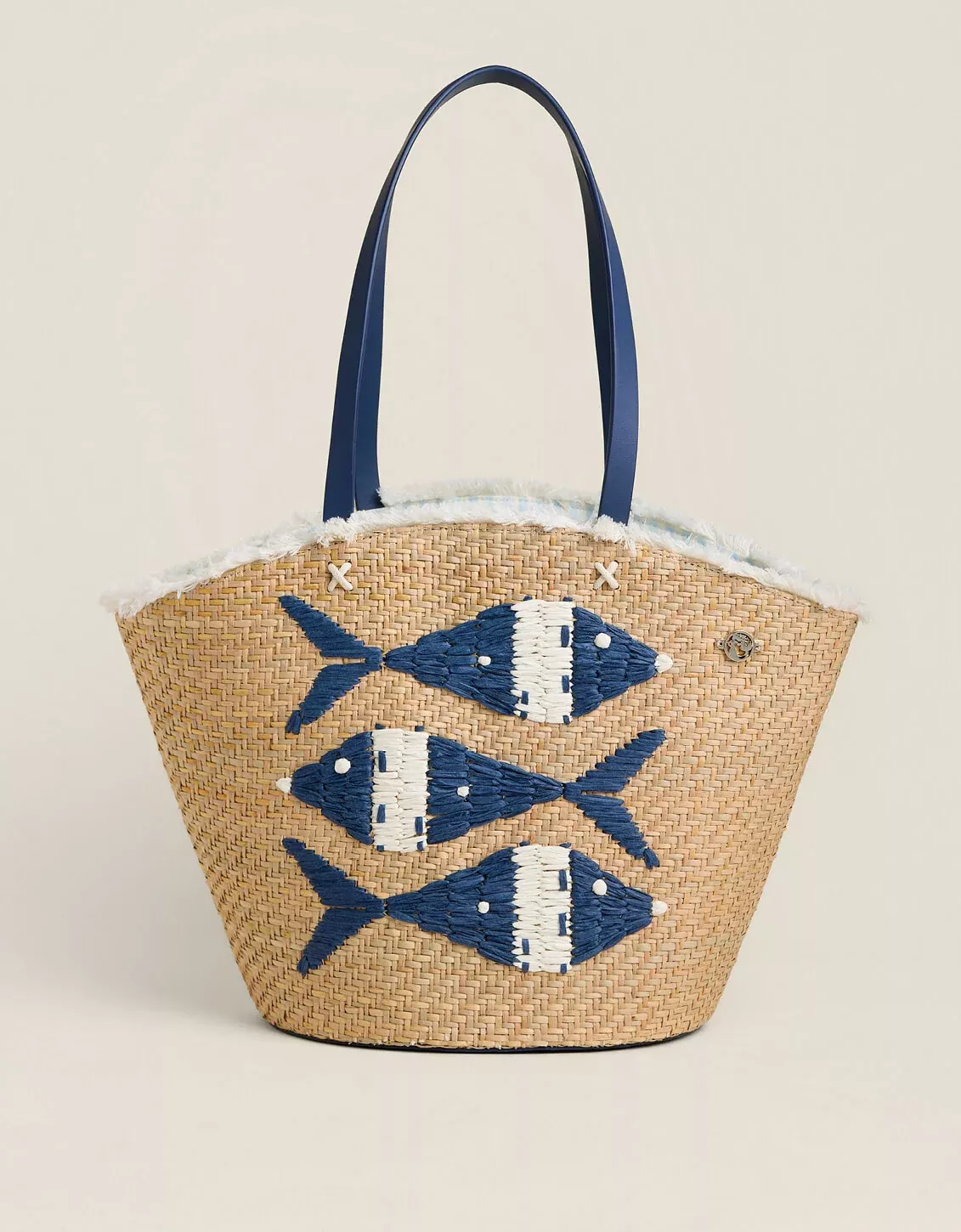 Straw Fringe Tote Flagler Resort Fish