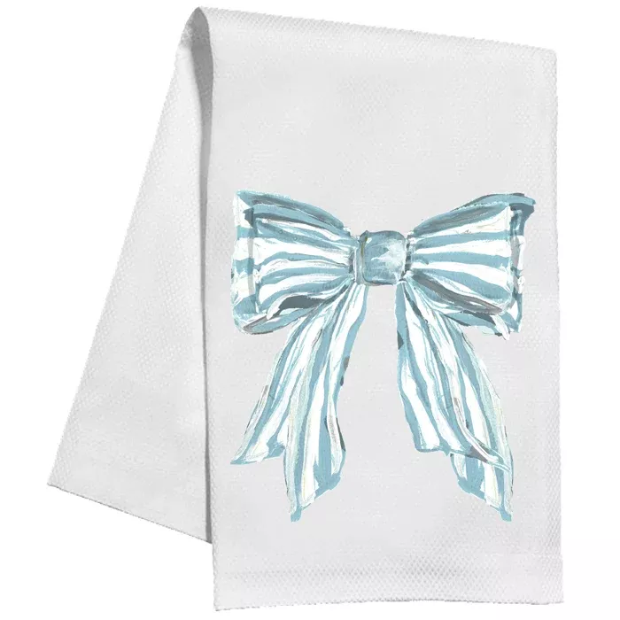 STRIPED BLUE BOW KITCHEN TOWEL