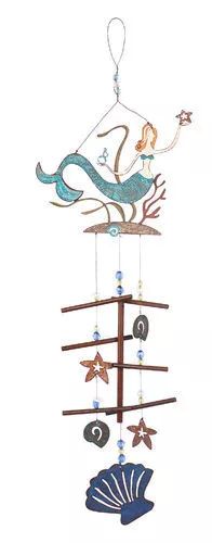Sunset Vista Meri Mermaid Seashell Dangles Wind Chime