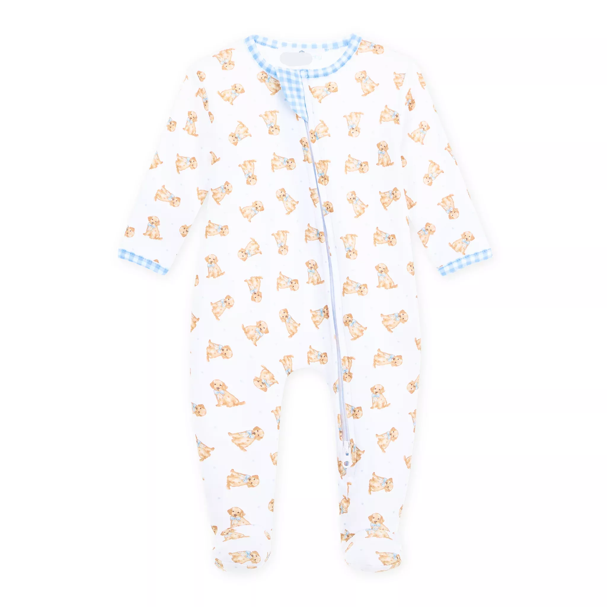 SWEET GOLDEN LIGHT BLUE ZIP FOOTIE
