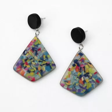 Sylca Geometric Confetti Statement Earrings