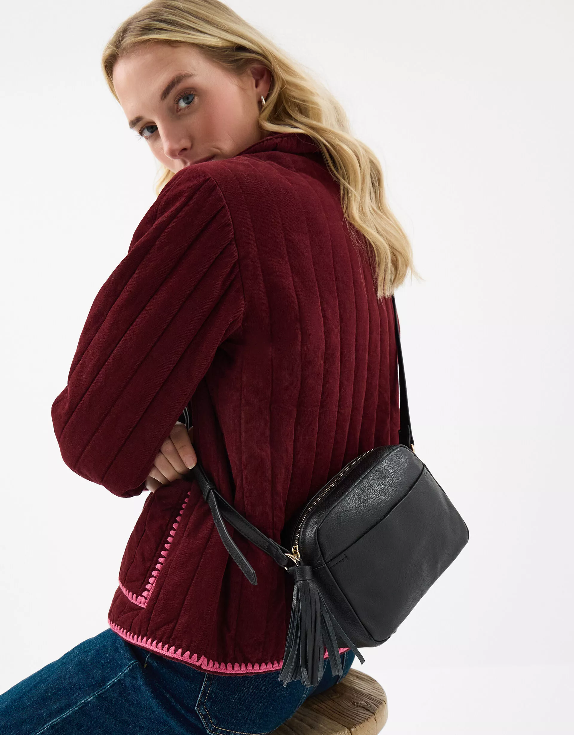 Tassel Leather Crossbody Bag
