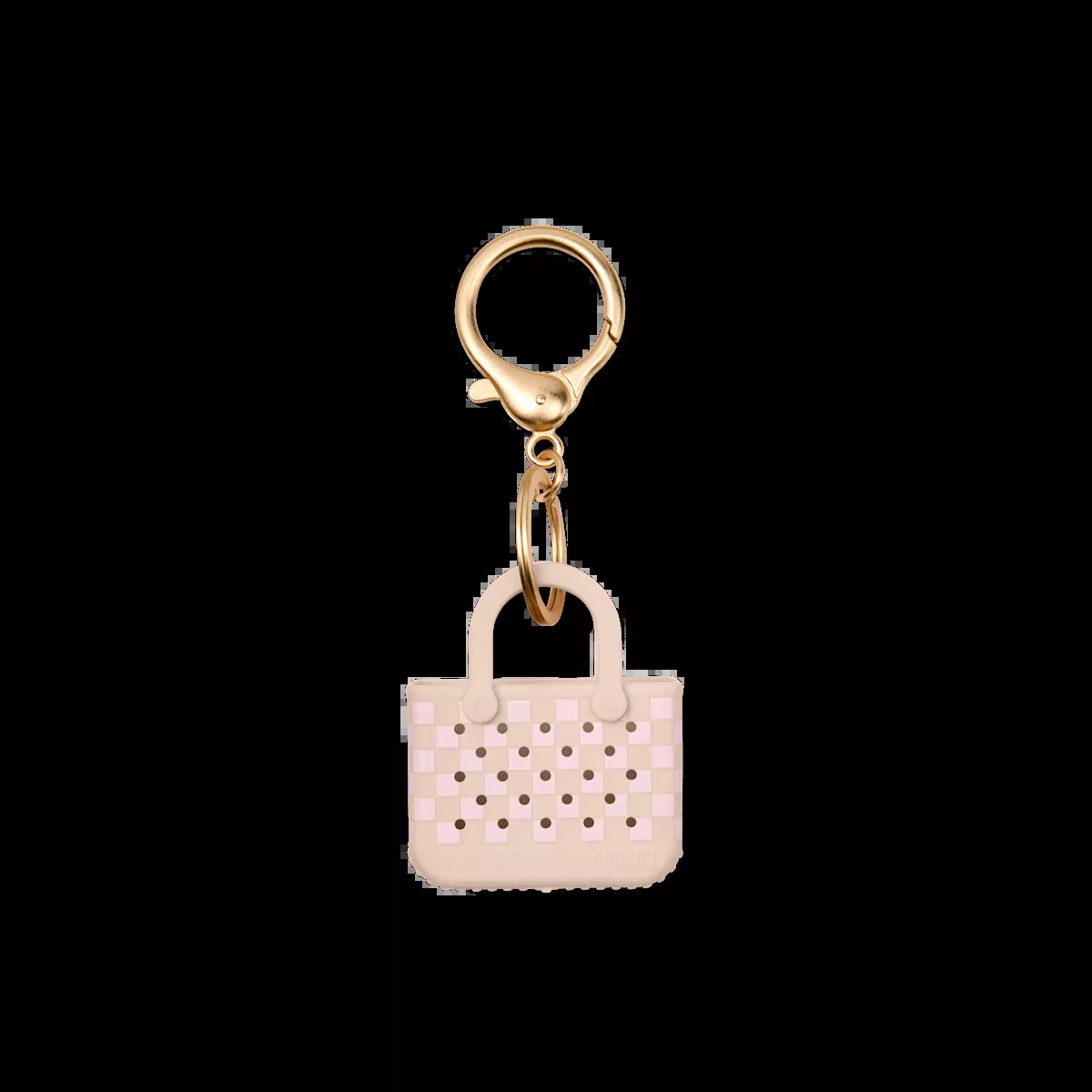 Tiny Tote Keychain - Checkered Linen/ Pink Marshmallow