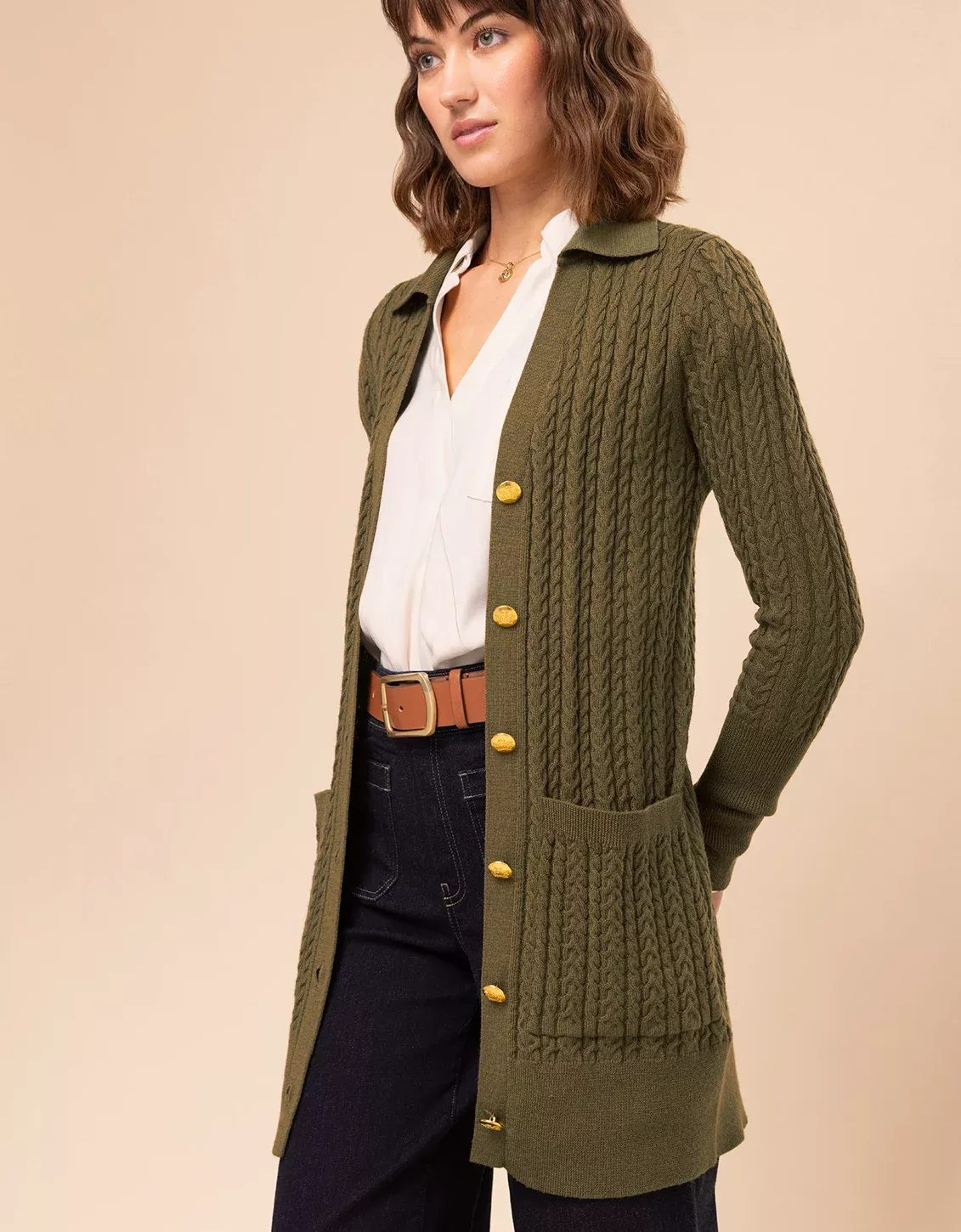 Toni Long Cardigan Olive