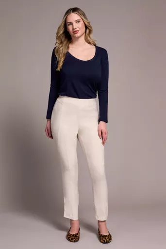 Tribal Flatten It Pull-On Slim Leg Solid Color Ankle Pants