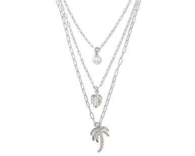 Tropical Palm Tree 3 Layer Necklace Set
