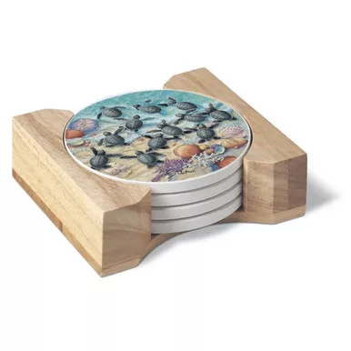 Turtle Hatchlings Coasters in Holder Set