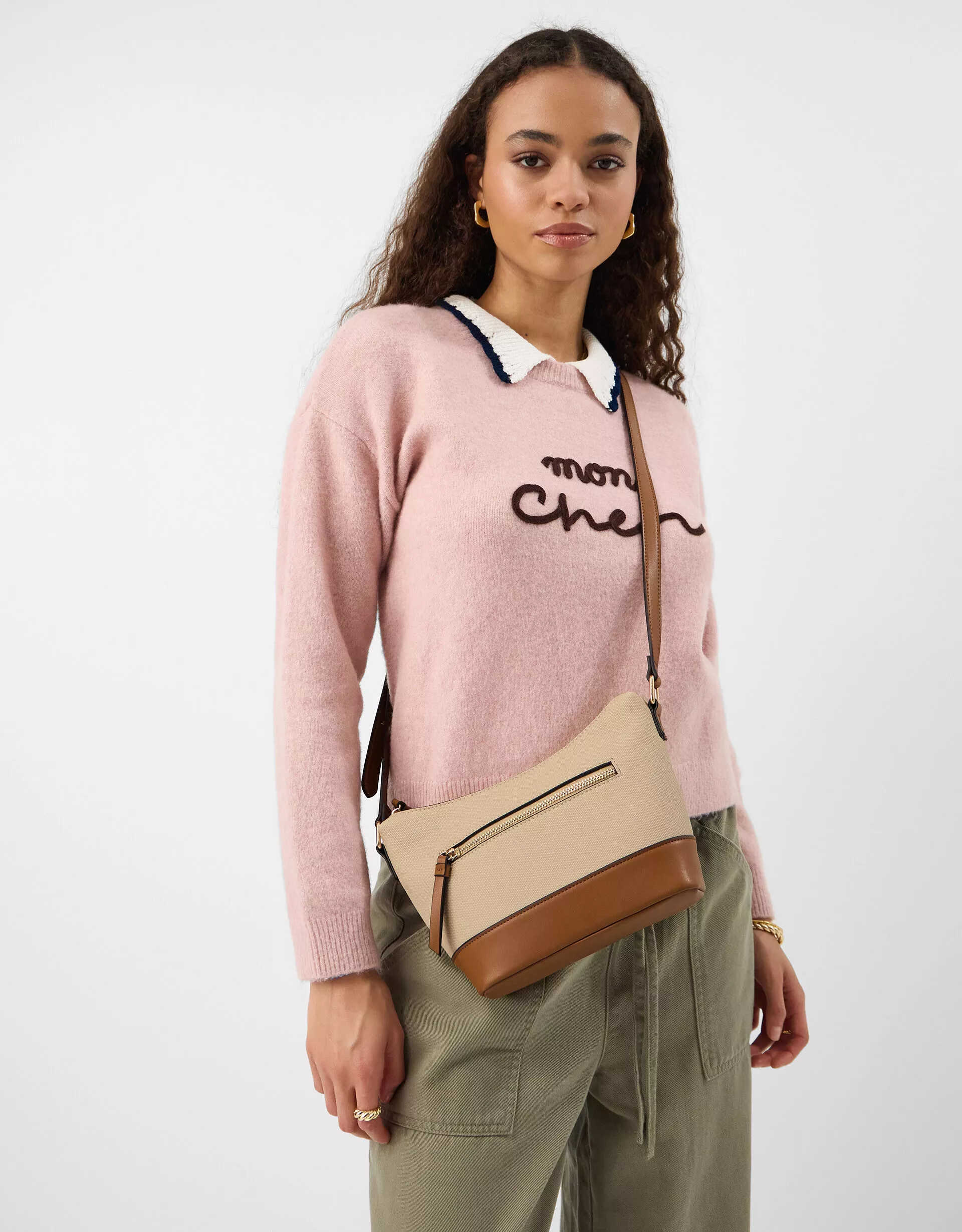 Two Tone Canvas Crossbody Bag