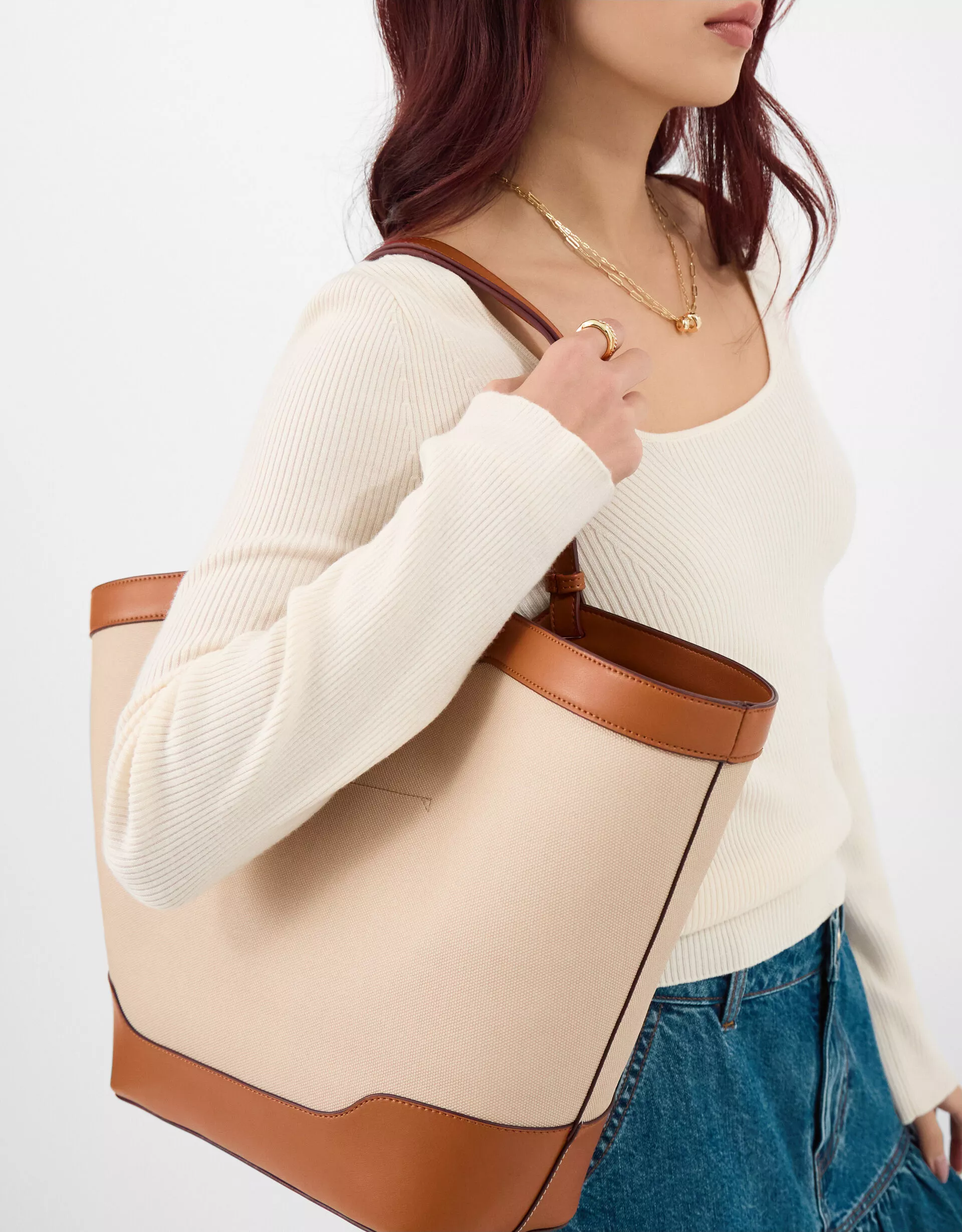 Two Tone Canvas Tote Bag