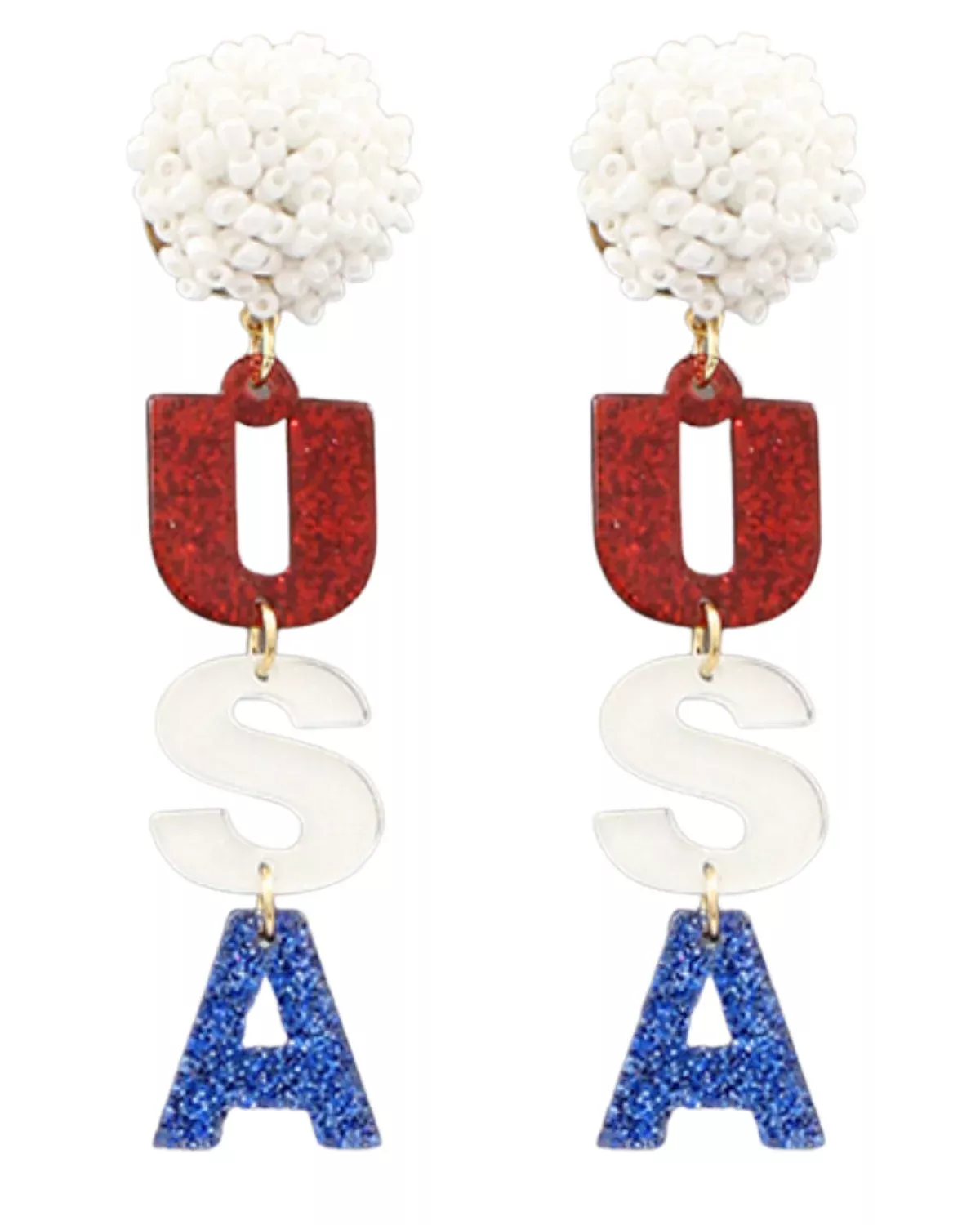 USA ACRYLIC GLITTER EARRINGS