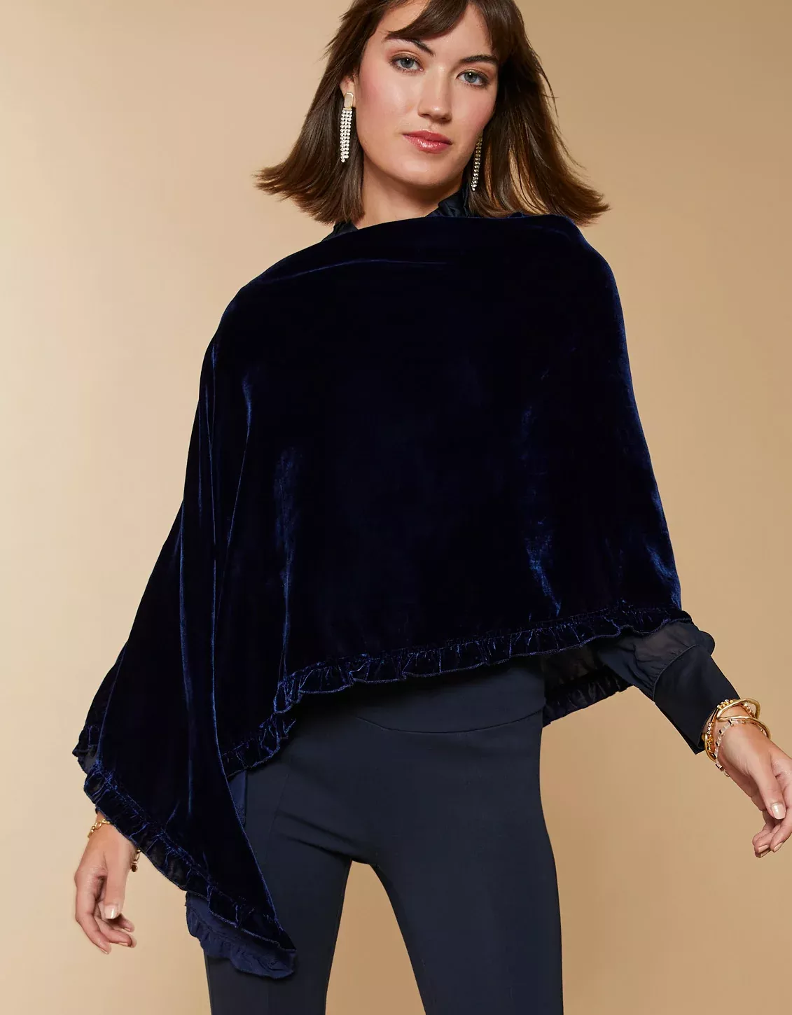 Velvet Ruffle Topper Slate Blue