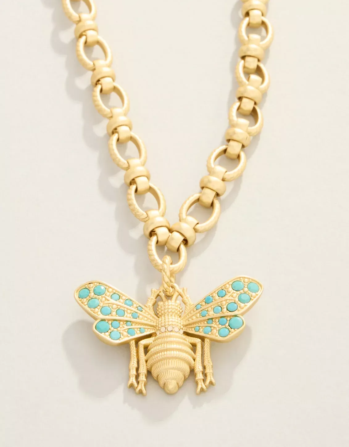 Vintage Bee Chunky Necklace 18" Turquoise